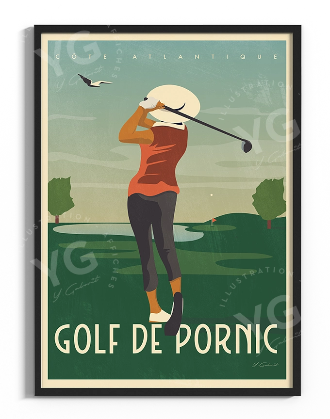 affiche-golf-de-pornic-vintage-atlantique-yohan-gaborit